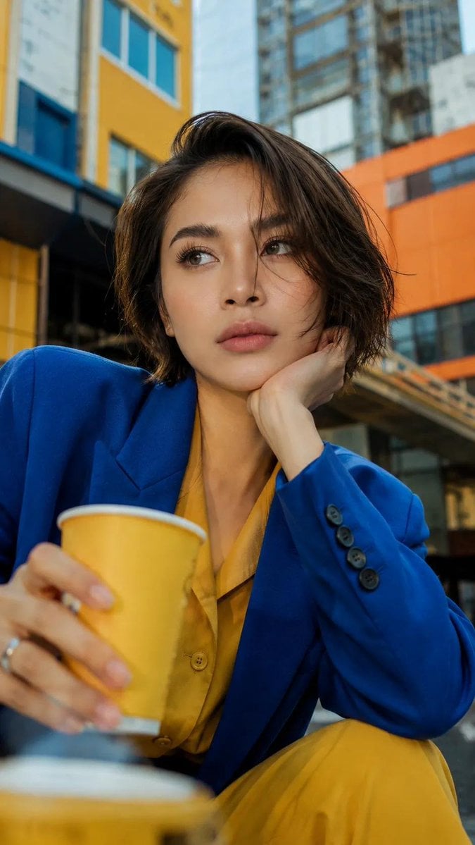 Cinematic Blue and Yellow Portrait — AI image template example