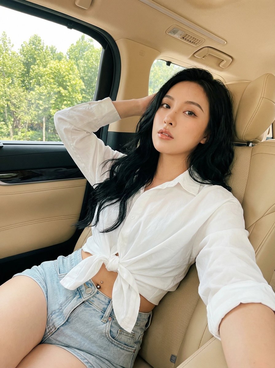 Natural Instagram-style car selfie prompt