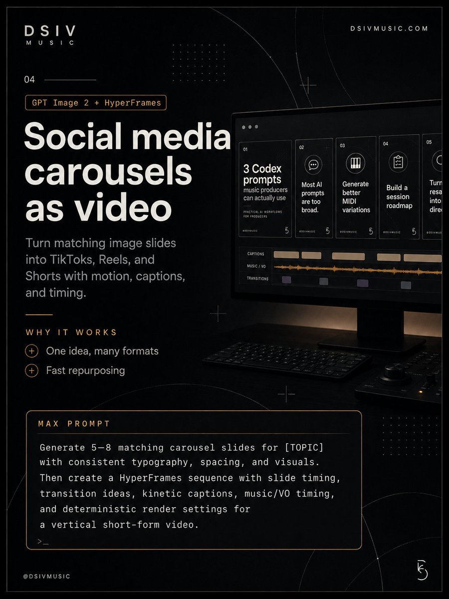 Dark Tech Carousel-to-Video Slide — AI image template example