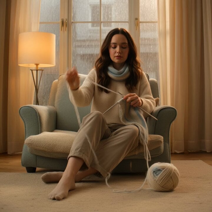 second cozy knitting video prompt