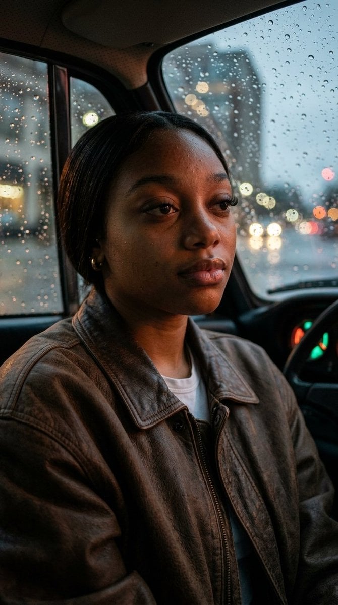 Raw Intimate Portrait in Vintage Porsche — AI image template example