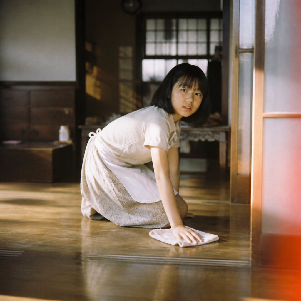 Nostalgic Japanese Home Cleaning Scene