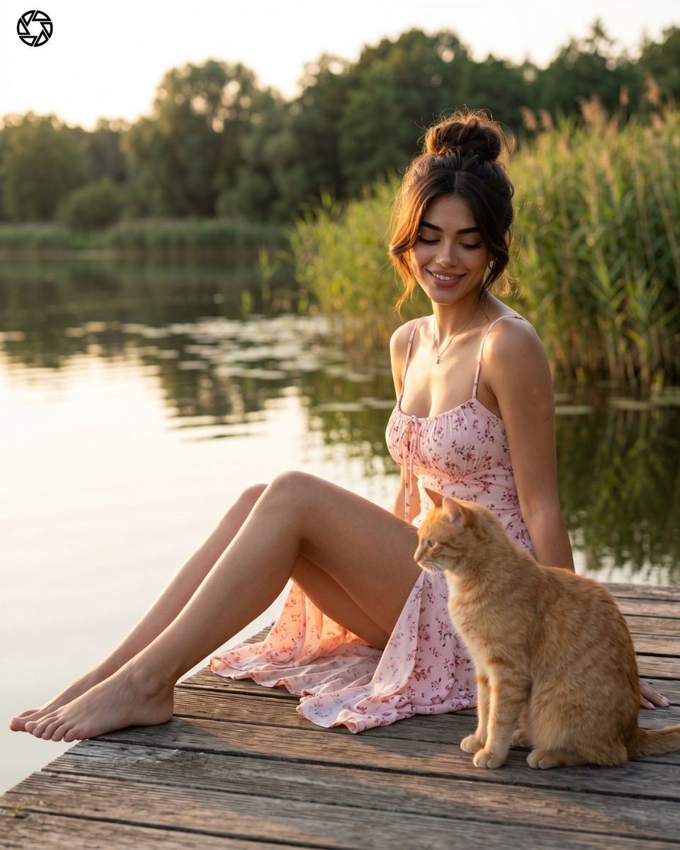 Golden Hour Lakeside Portrait — AI image template example