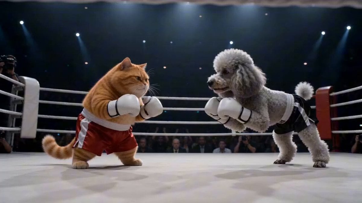 Epic Boxing Match: Cat vs. Poodle
