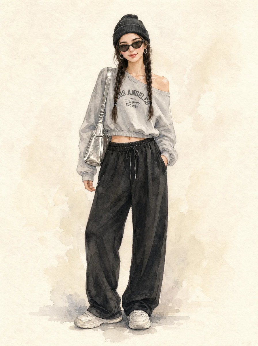 Watercolor Street Fashion Portrait — AI image template example