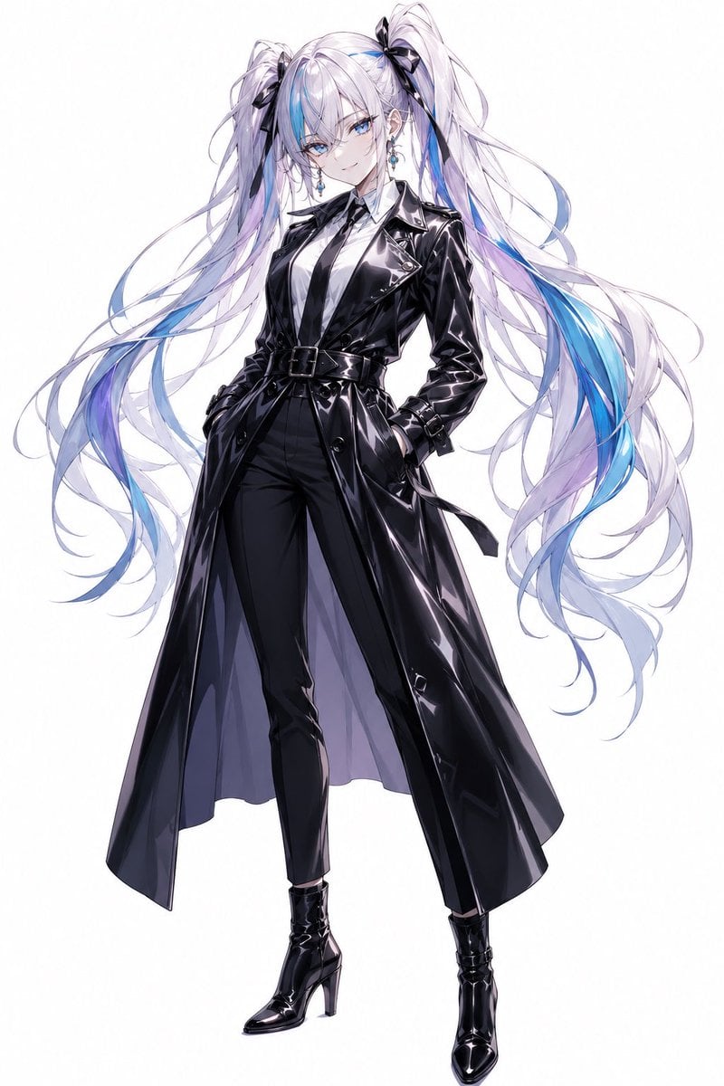 Anime Twin-Tail Patent Trench Fashion