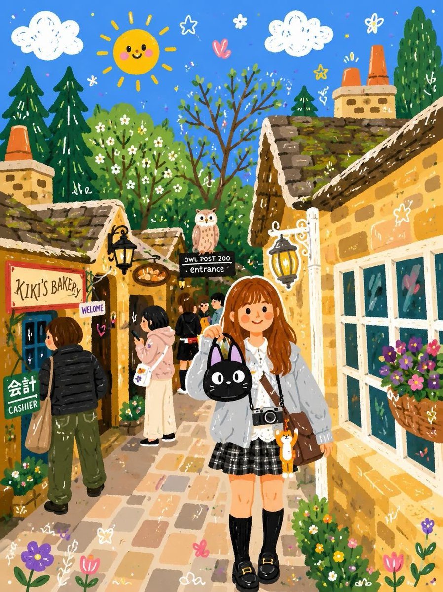 Decorative Folk Flat Illustration reference image 1