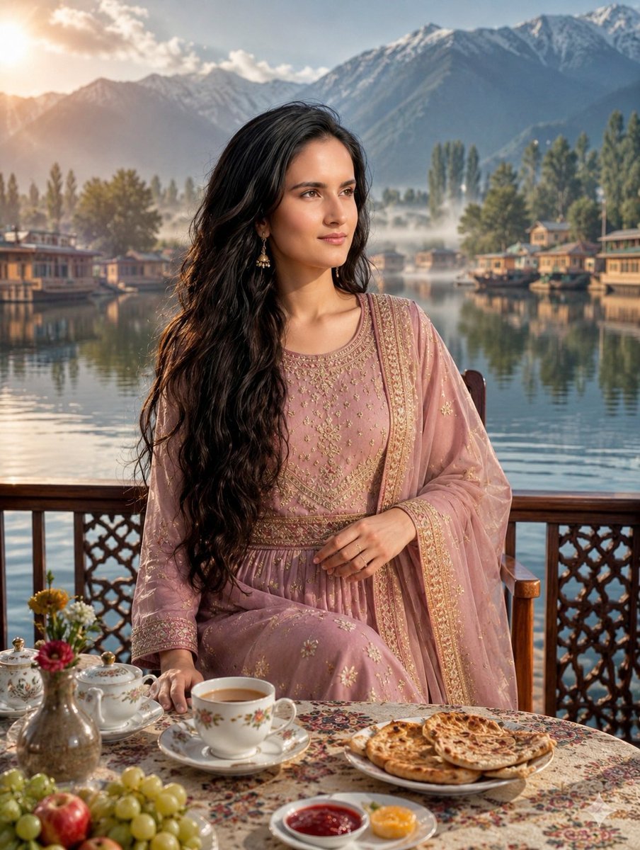 Traditional Kashmiri Breakfast Landscape — AI image template example