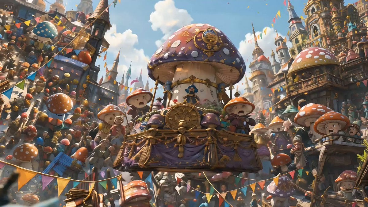 Festive Mushroom City Anime Chase