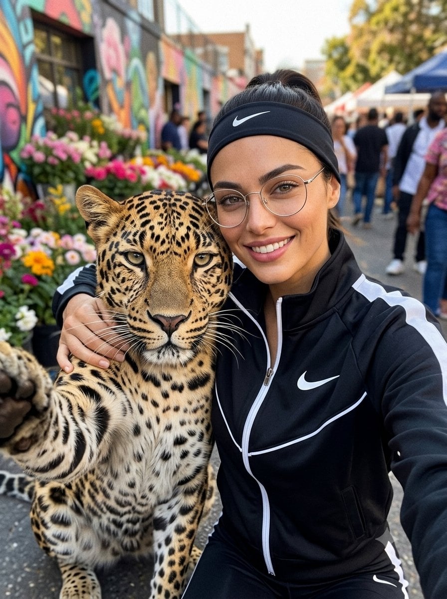 Leopard Selfie Streetwear Portrait