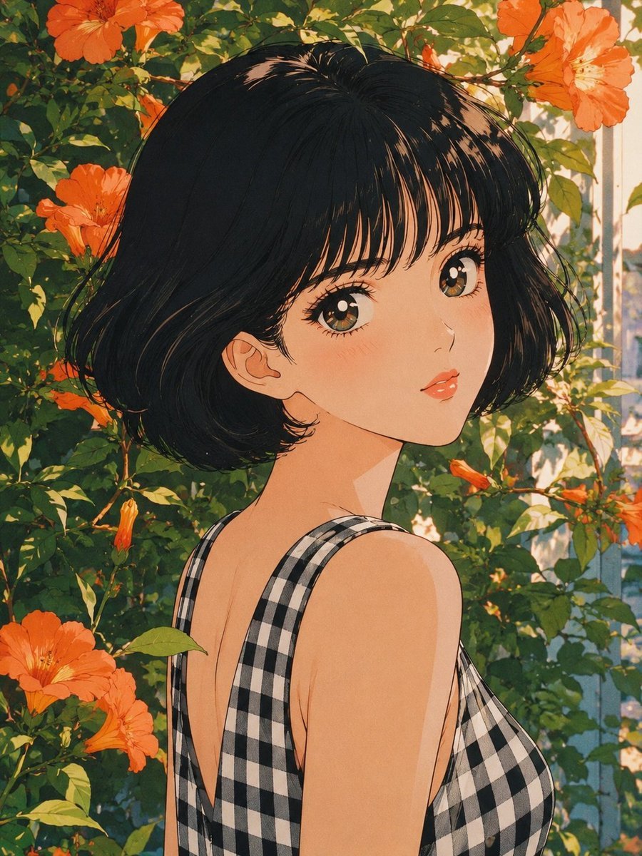 Retro 80s Anime Shoujo Portrait — AI image template example