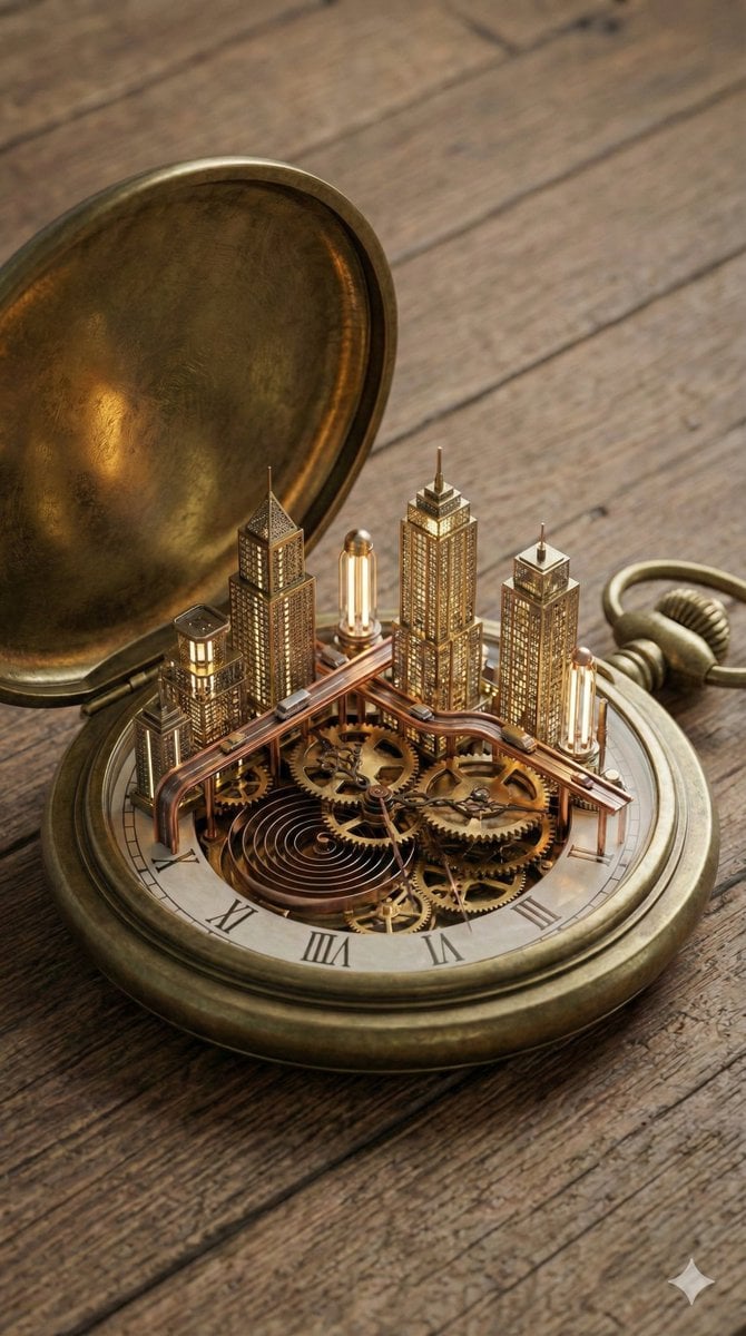 Miniature Metropolis Inside a Vintage Pocket Watch