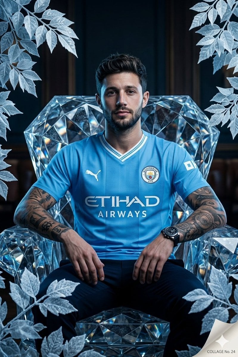 Cinematic Footballer on Diamond Armchair — AI image template example