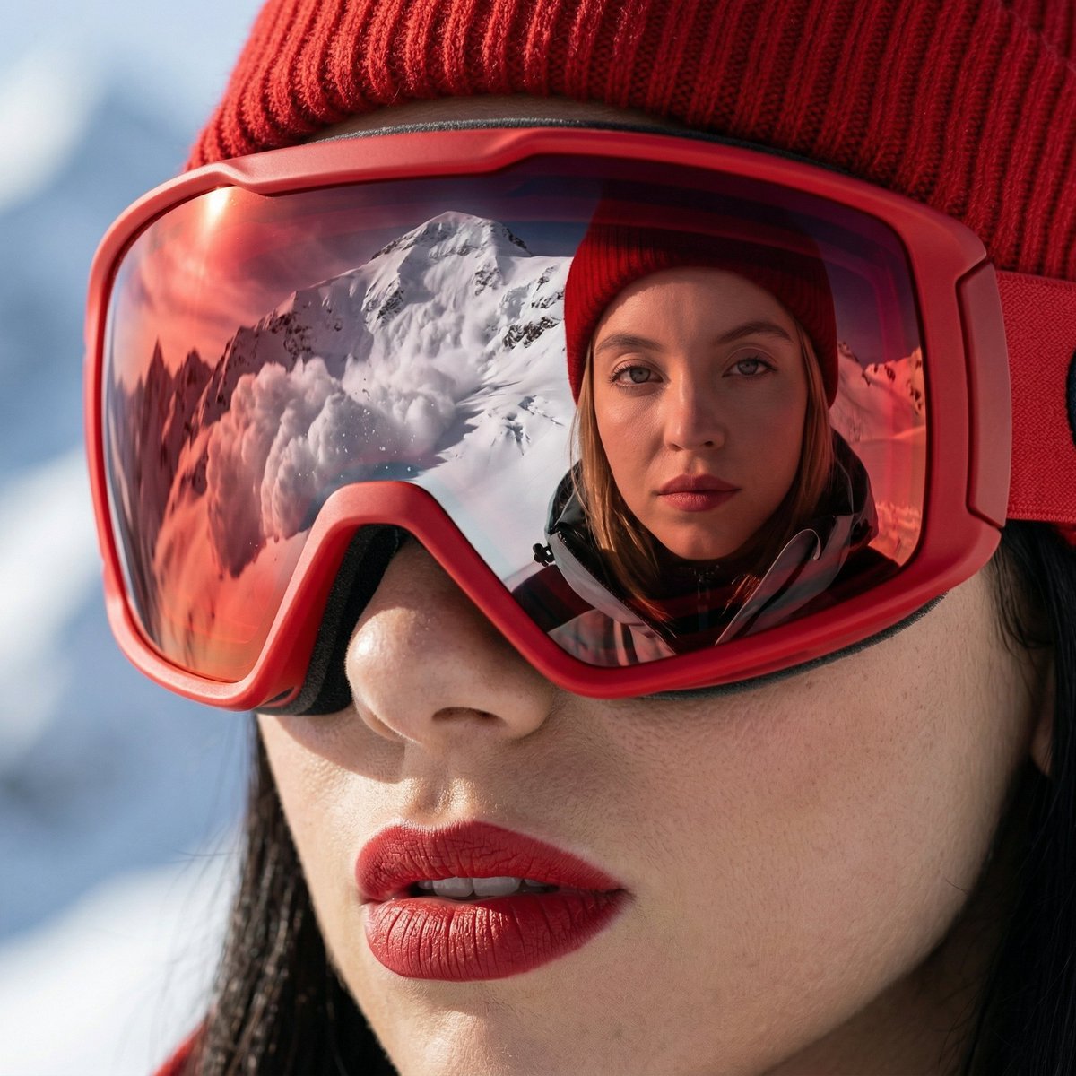 Alpine Thriller Fashion Close-up with Reflection