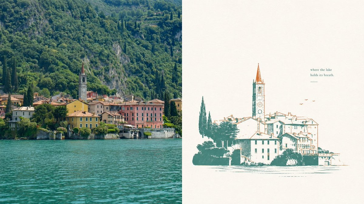 Lake Como Two-Color Print Diptych