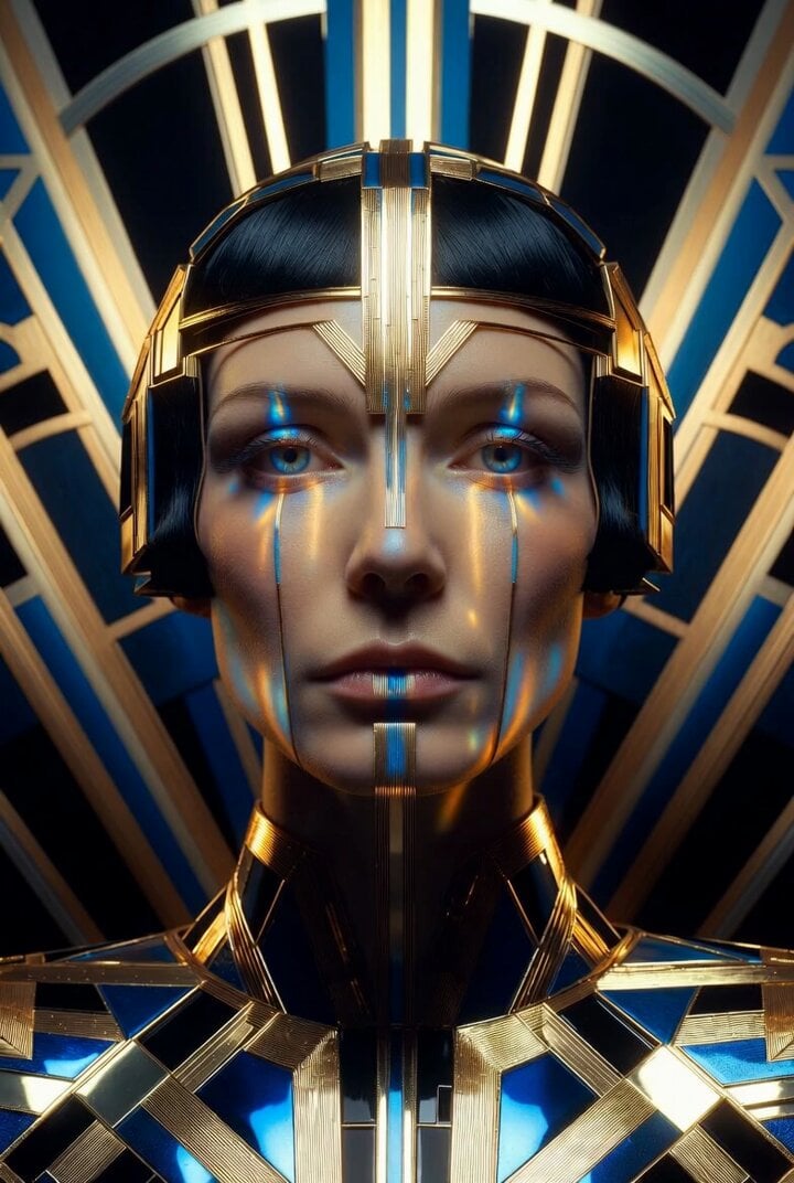 Ultra Sharp Close-up Portrait of an Art Deco Queen