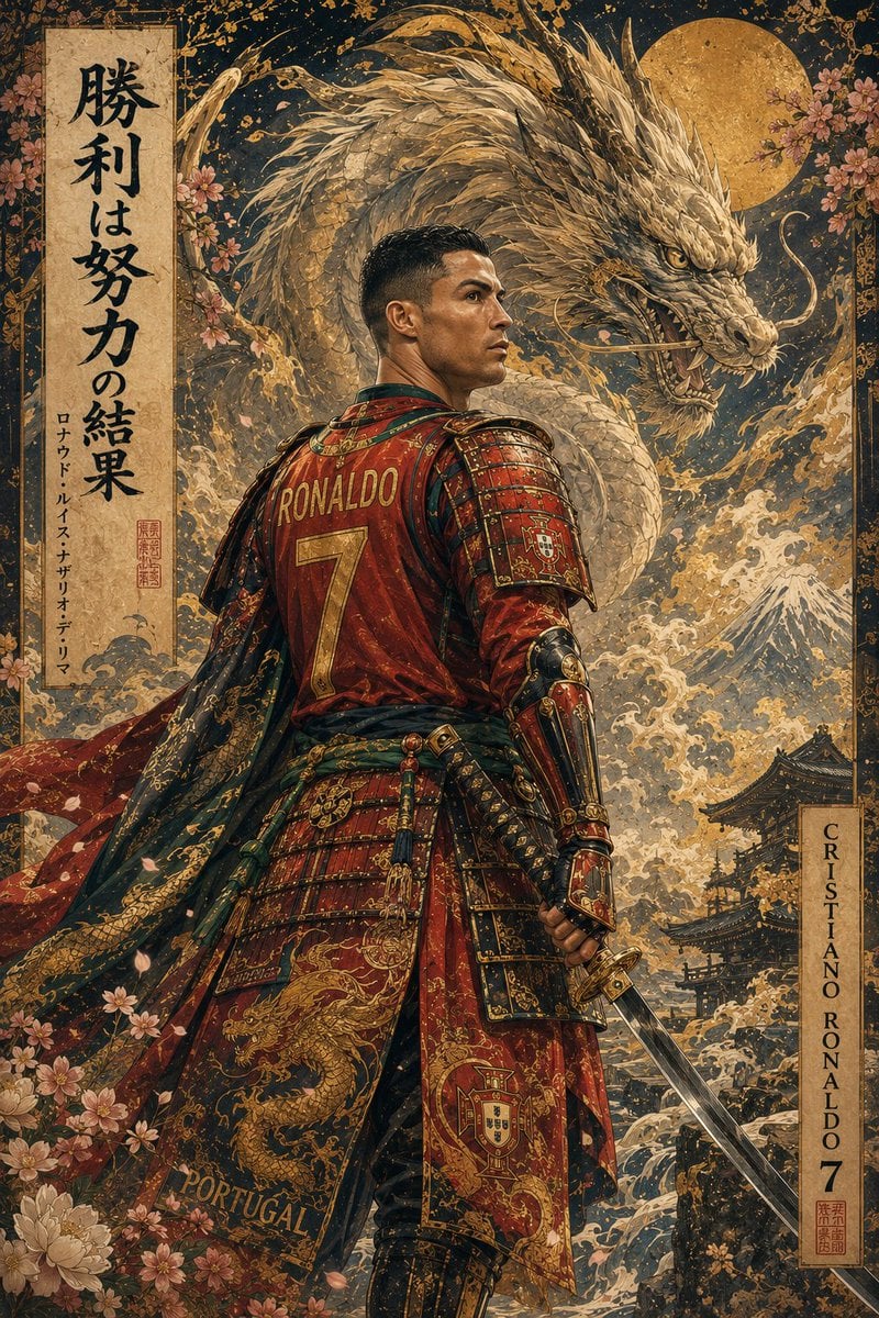 Ukiyo-e Mythological Samurai Portrait