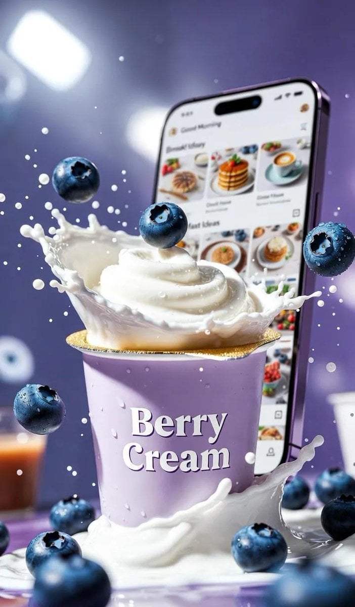 Ultra-Realistic Blueberry Yogurt Splash Commercial
