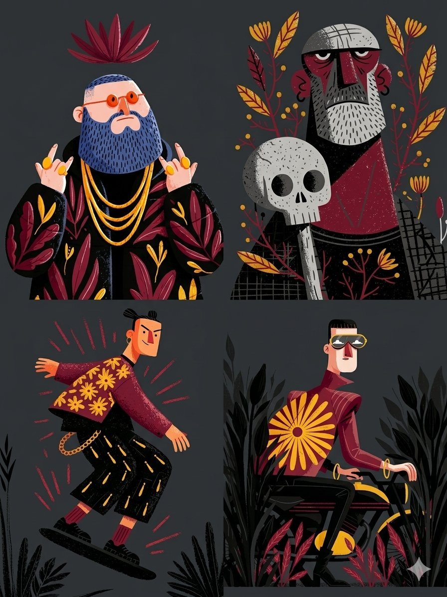 Risograph Folk Art Illustration — AI image template example