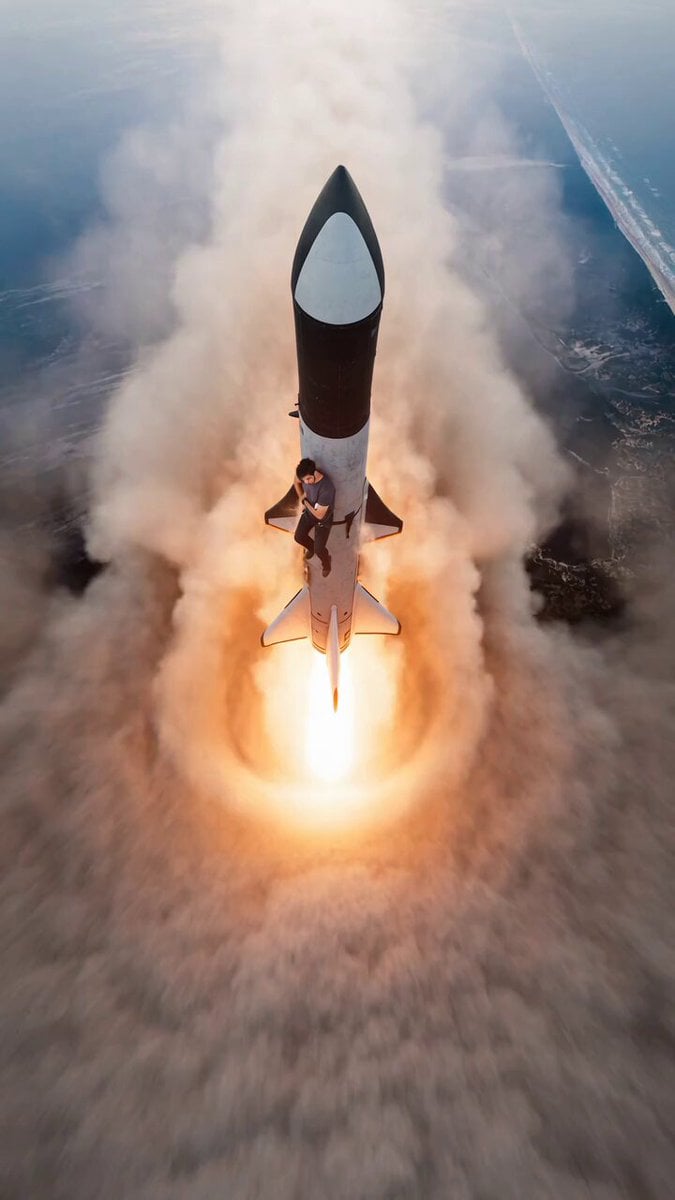 Starship Launch Video with Hanging Perspective