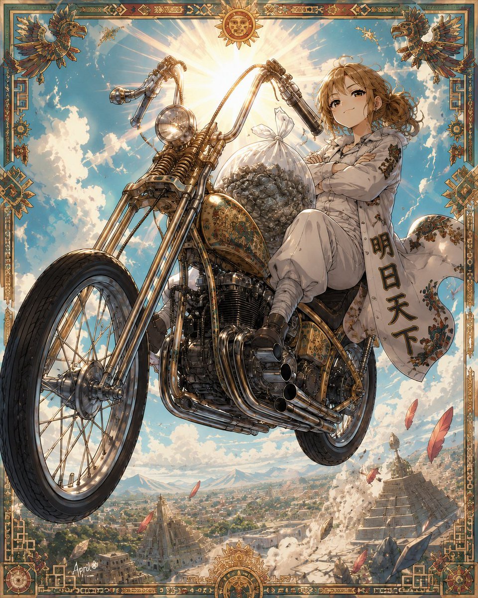 Skyborne Anime Biker in Ancient City
