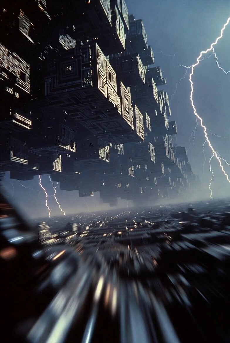 Cybernetic Megacity First Person Flight