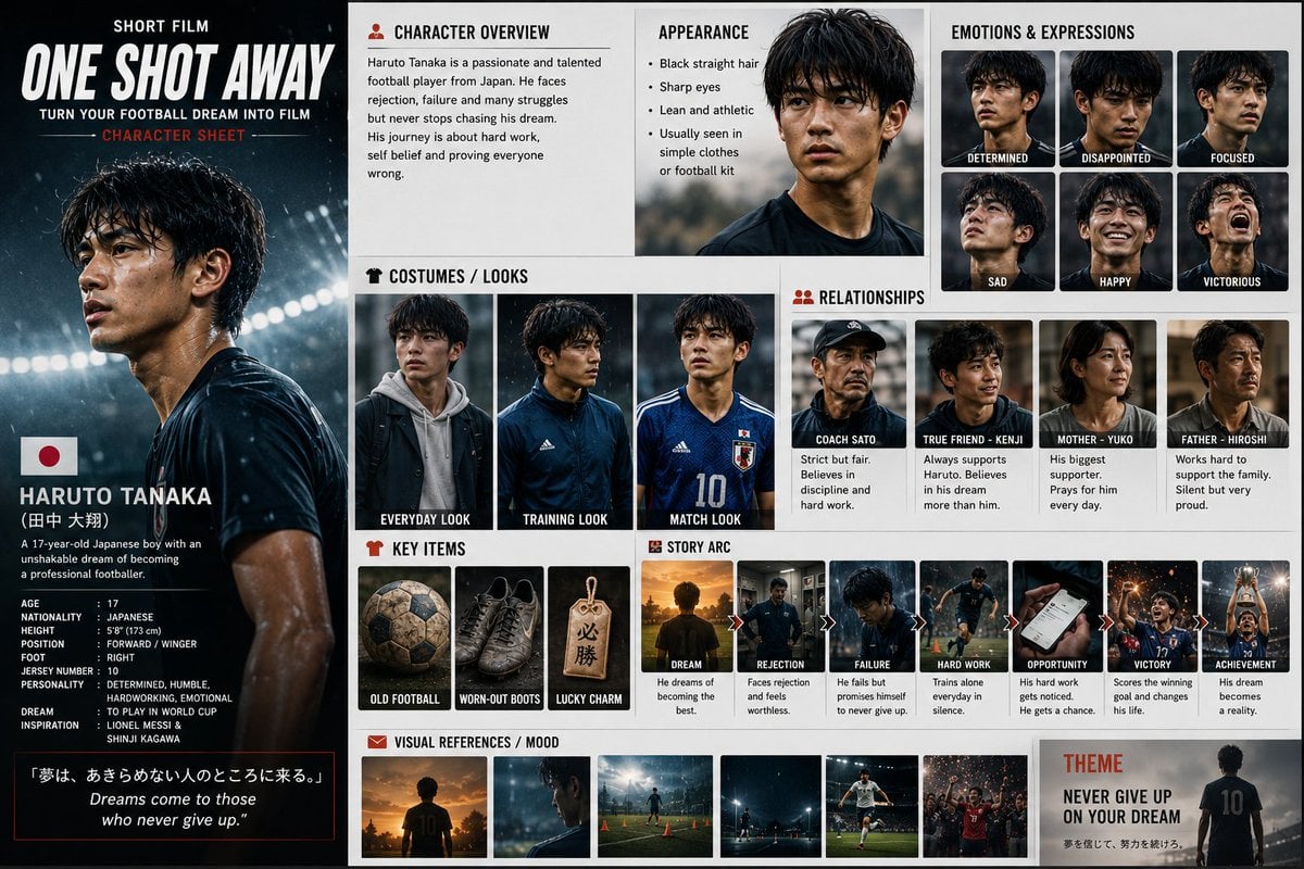 Football Dream Short Film — AI image template example