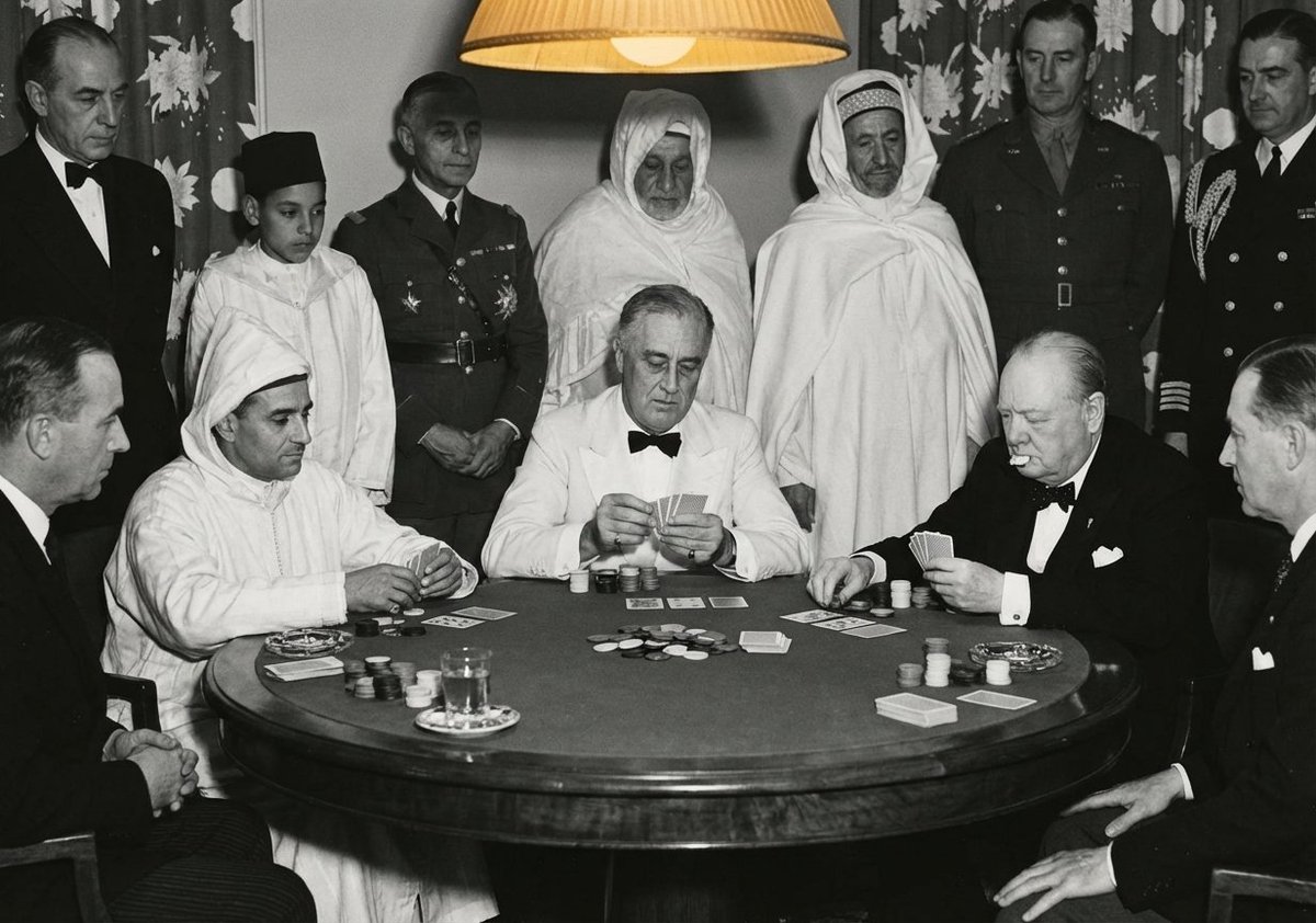 Leaders playing poker scene