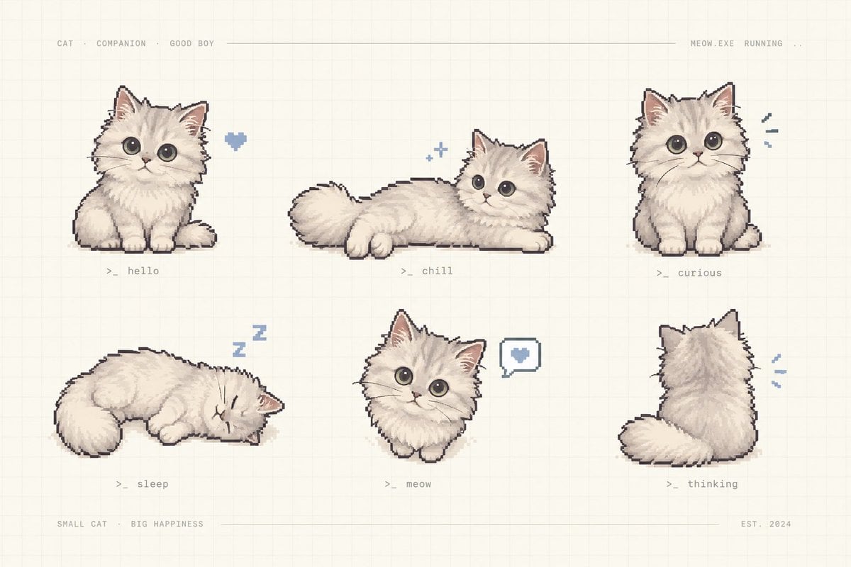Pixel Art Kitten Companion Sheet