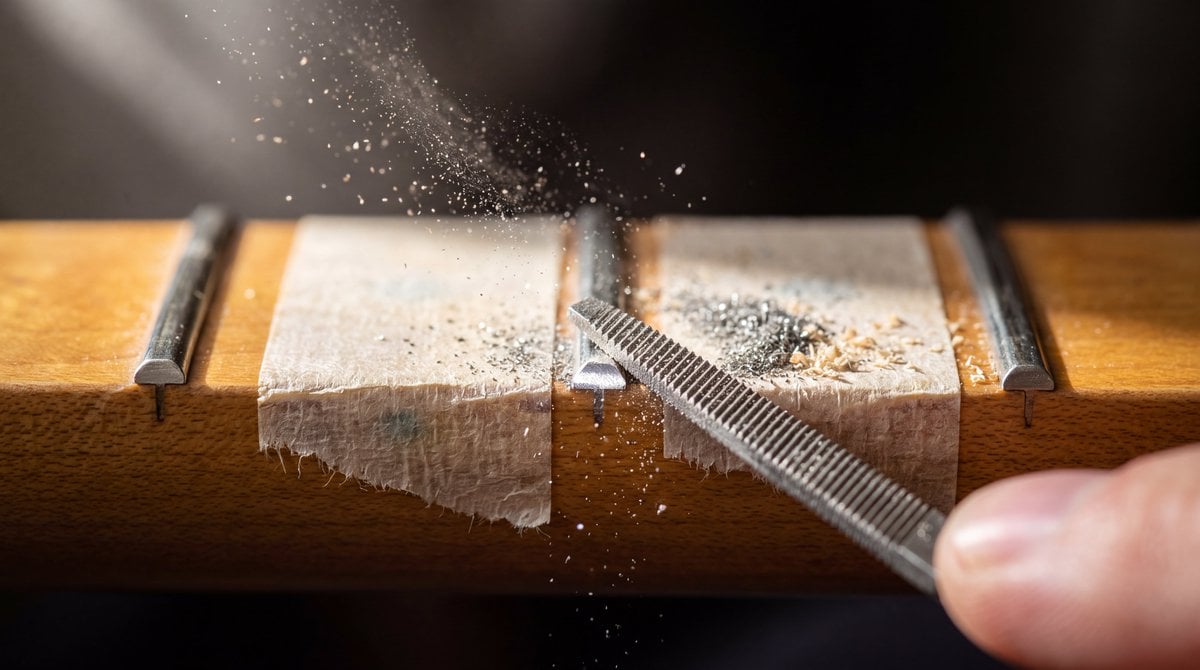 Macro Guitar Fret Dressing