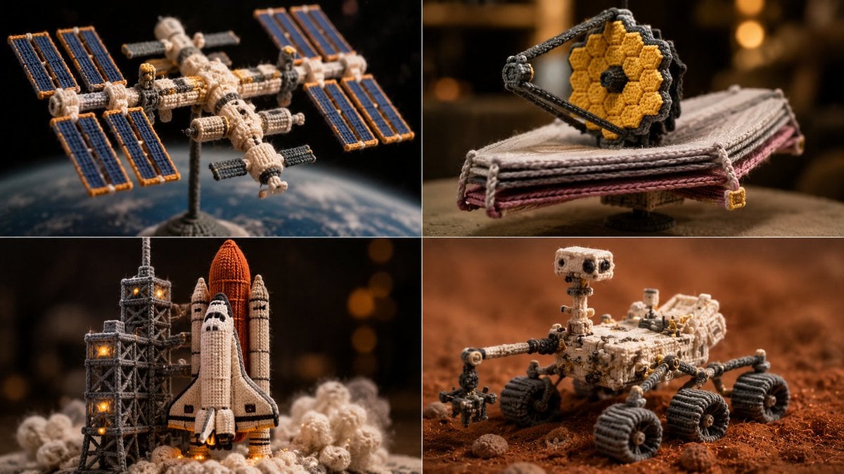 Knitted Yarn Space Machine — AI image template example