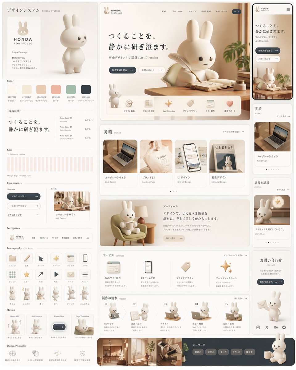 Rabbit Portfolio Design System Board