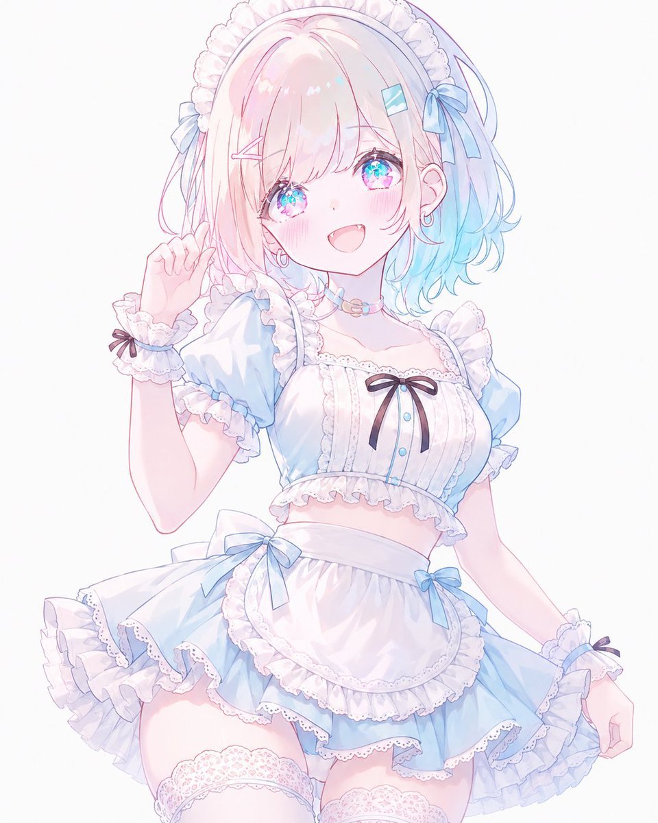 Pastel Blue Frilly Maid Girl — AI image template example