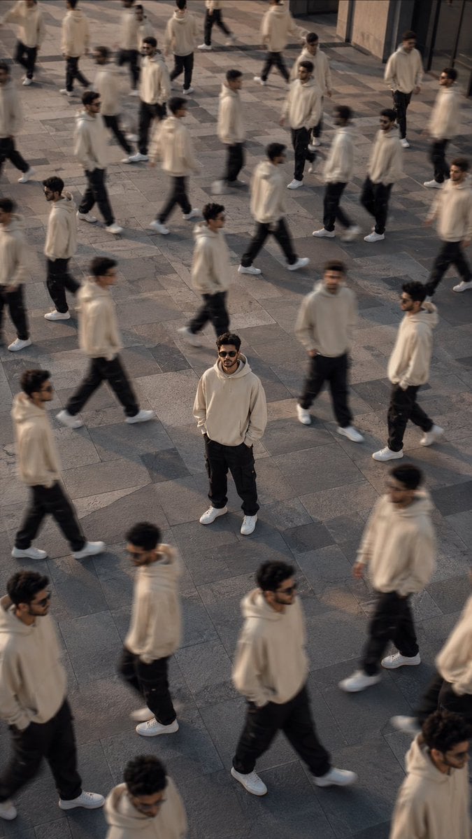 Surreal Urban Clone Photography — AI image template example