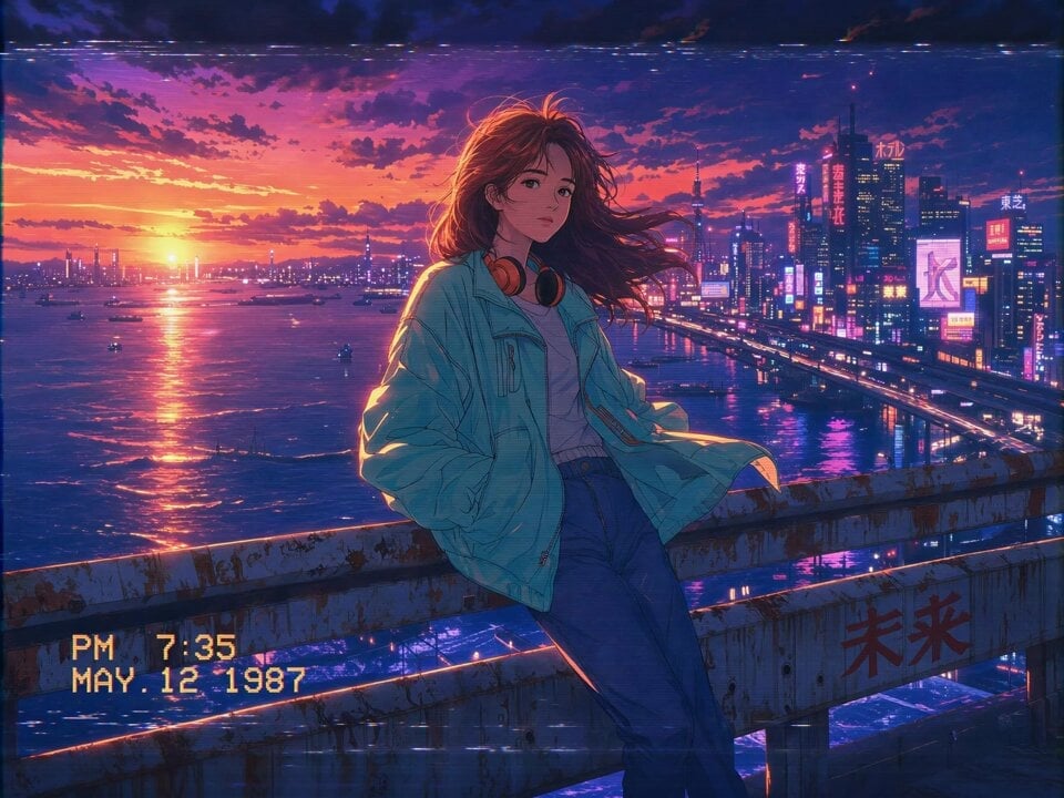 80s Anime Retro Cityscape