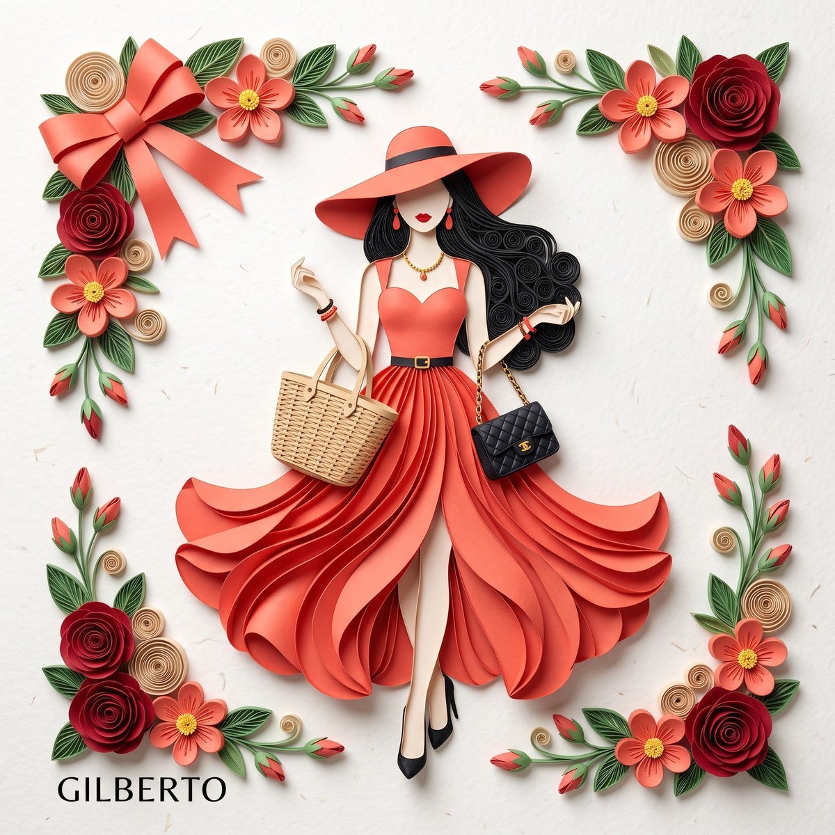 3D Layered Paper Quilling Fashion — AI image template example