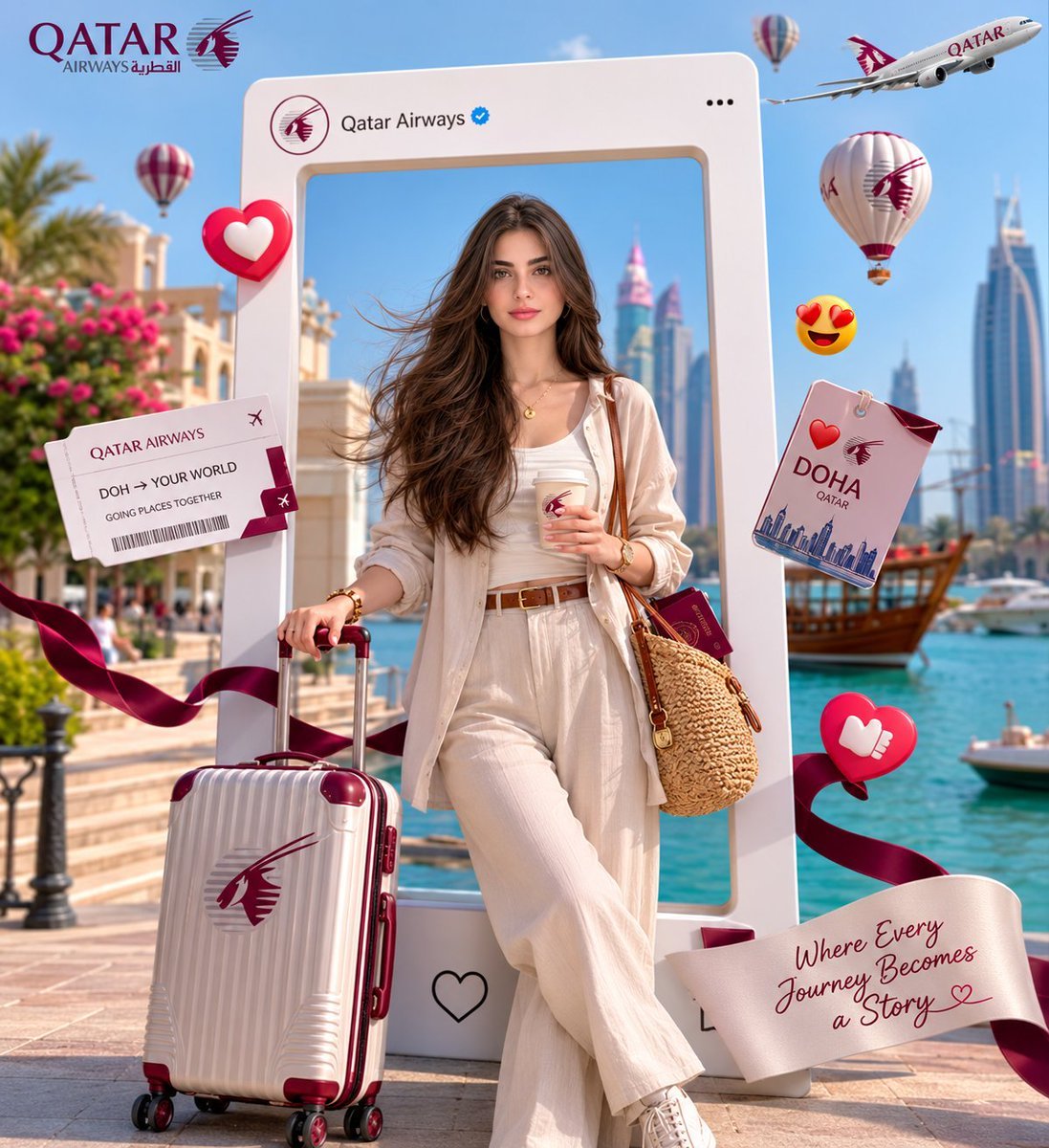 Premium airline travel poster — AI image template example
