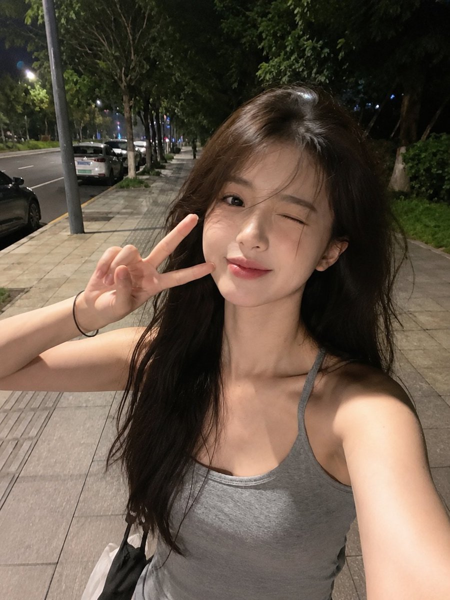 Late-Night City Walk Smartphone Selfie — AI image template example