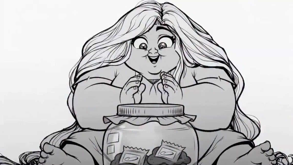 2D Line Art Girl Candy Jar Animation