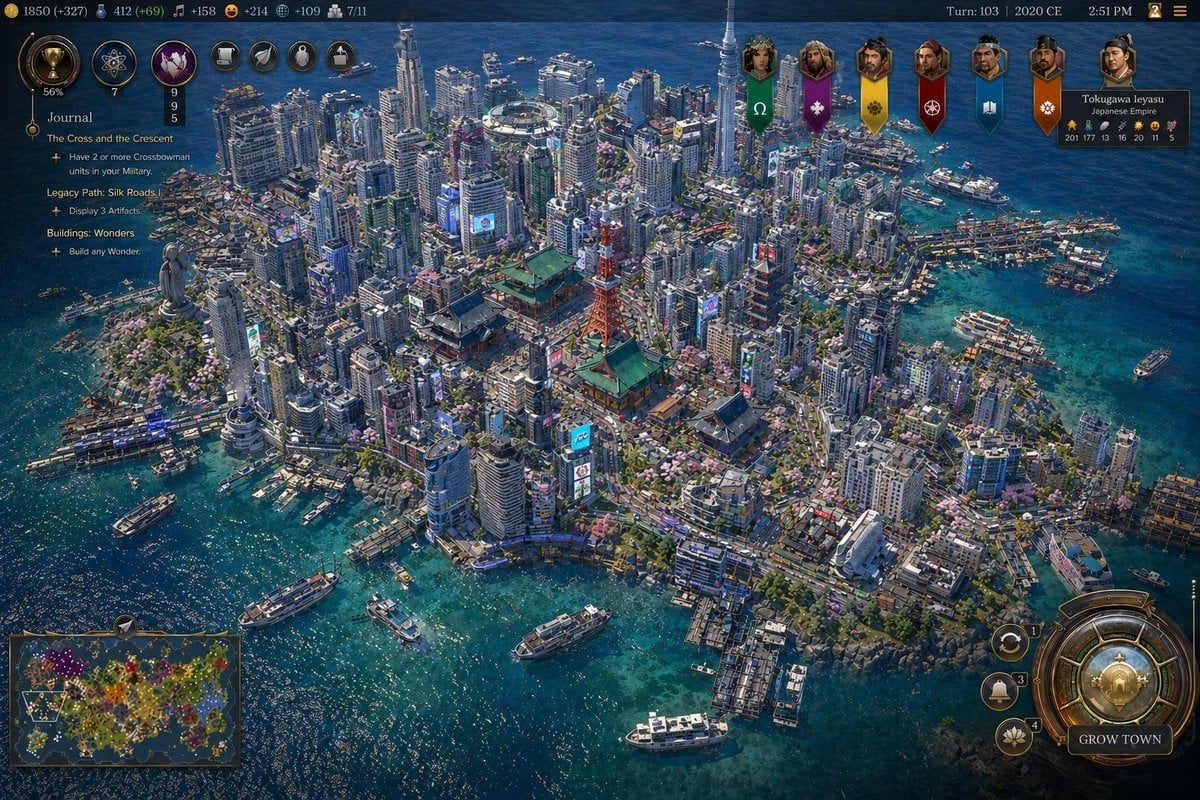 Civ-Style Tokyo Island Megacity Screenshot