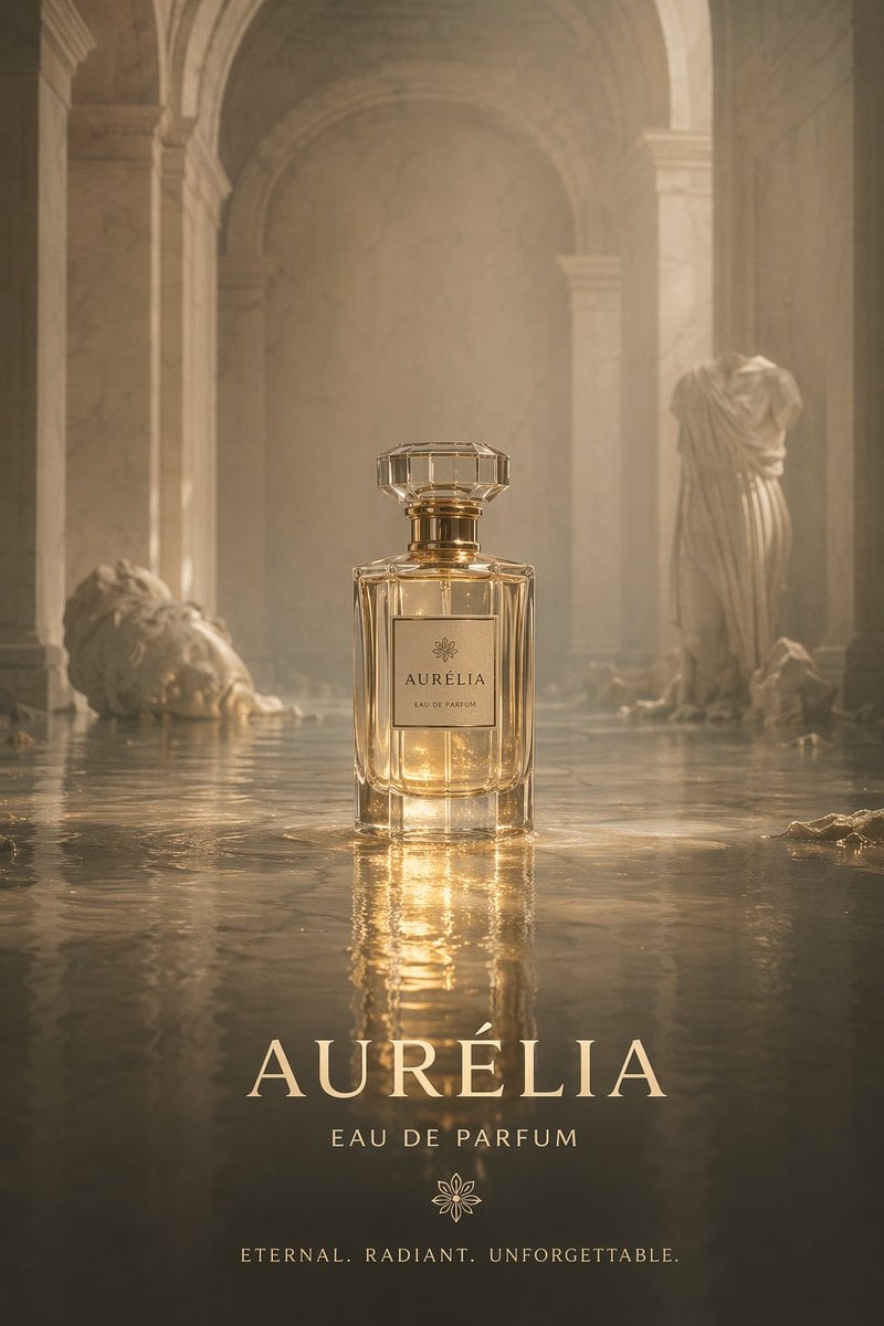 Cinematic Perfume Product Shot in Flooded Ruins reference image 1