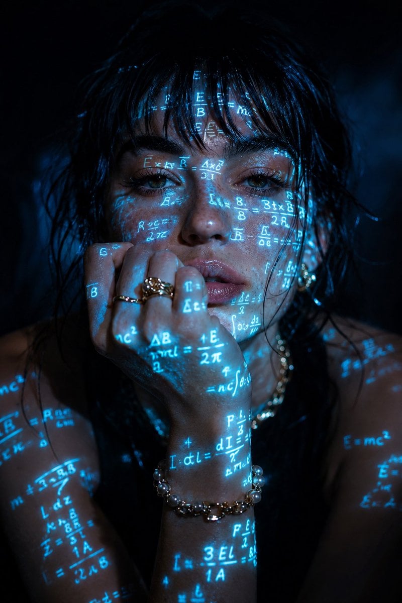 Cyberpunk Glow Mathematical Portrait — AI image template example
