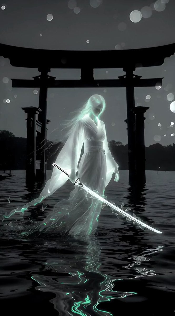 Cinematic Black and White Yurei Samurai