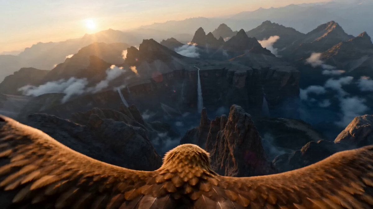 Dramatic mountain range eagle dive sequence for Seedance 2