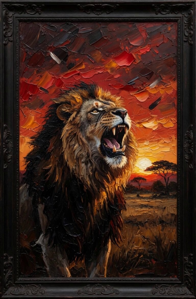 Lion Sipping Coffee