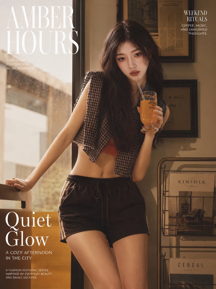 Amber Café Magazine Editorial — AI image template example