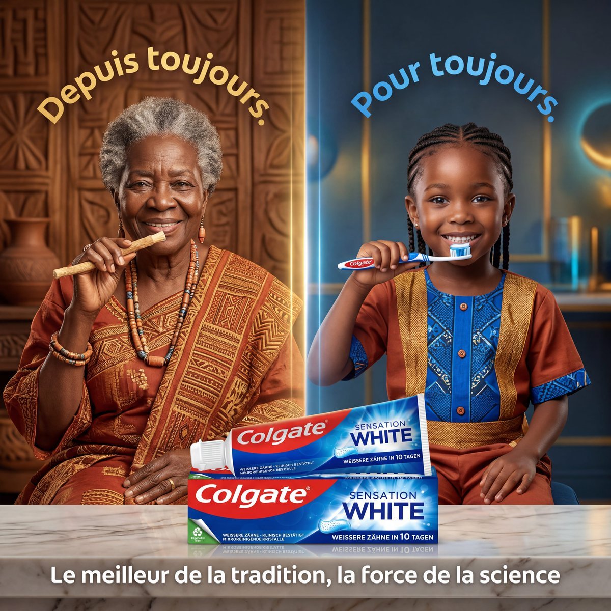 Tradition and Science Colgate Ad — AI image template example