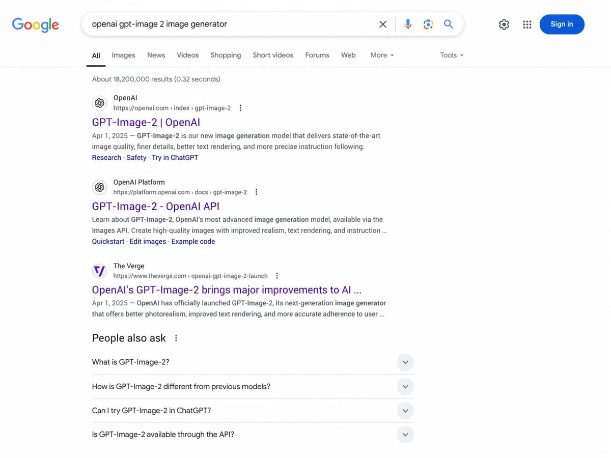 Google Search Results Mockup