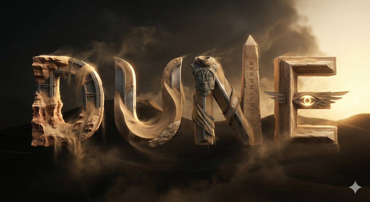 Cinematic 3D typographic composition spelling, where each letter