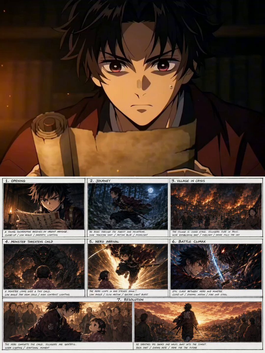 Demon Slayer Style Anime Storyboard